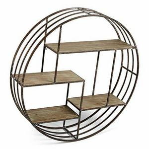 Living Room Industrial Metal Round Wall Shelf Hot Sale Modern Hard Hanging For Home Decor Floating Mounted Shelves Wall Shelf