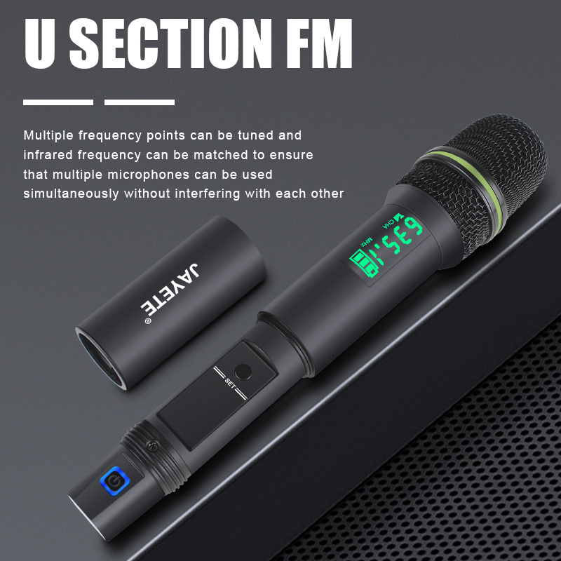 Pro Audio Music Microphone System Mini UHF Selectable Channel Wireless Handheld Microphone for Karaoke Performance Huge Stages