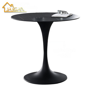 Modern living room ceramic center table bar club coffee table round slate stone black tulip side table