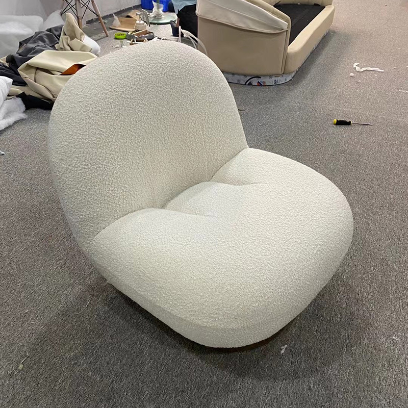 Italian cozy lamb wool swivel accent chair single white boucle fabric sherpa chair furniture living room gubi pacha lounge chair