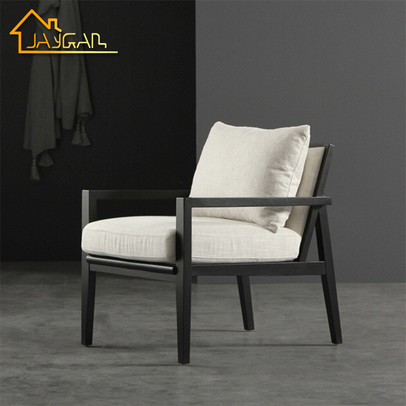 Modern design wood patio lounge chairs light grey fabric occasional chair armchair cozy comfy club chairs