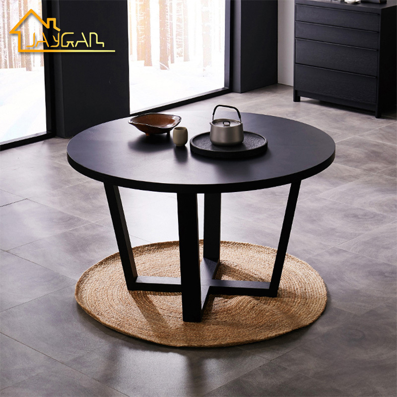 Wholesale luxury restaurant wooden black oak round dining table modern dining table set 4 seater table and chairs