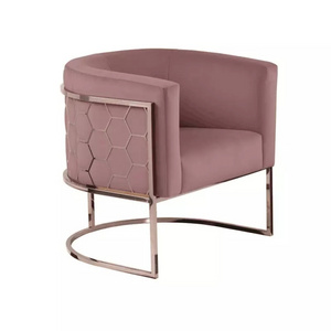 Modern furniture stainless steel comfy chairs for bedroom most comfortable arm chairs sofa pink velvet lounge chair