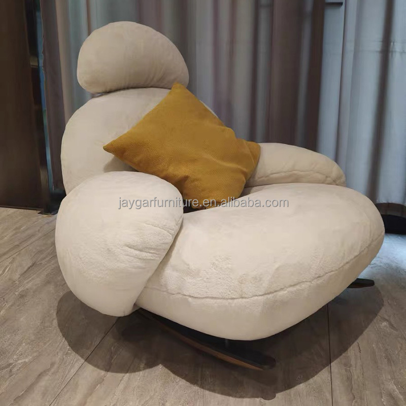 Modern leisure accent arm chairs set for living room furniture white lazy sofa chair luxury bedroom single seater rocking chair