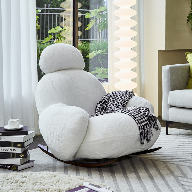 Modern leisure accent arm chairs set for living room furniture white lazy sofa chair luxury bedroom single seater rocking chair