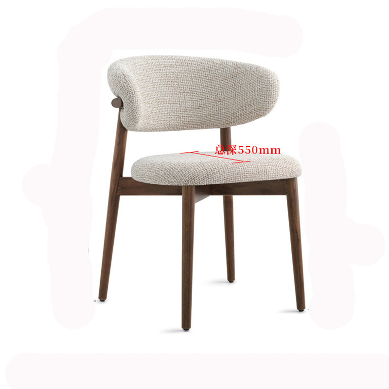 Nordic style wooden legs dinning room chairs for restaurants and coffee shop modern luxury white boucle fabric dining horn chair