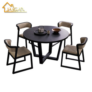 Wholesale luxury restaurant wooden black oak round dining table modern dining table set 4 seater table and chairs