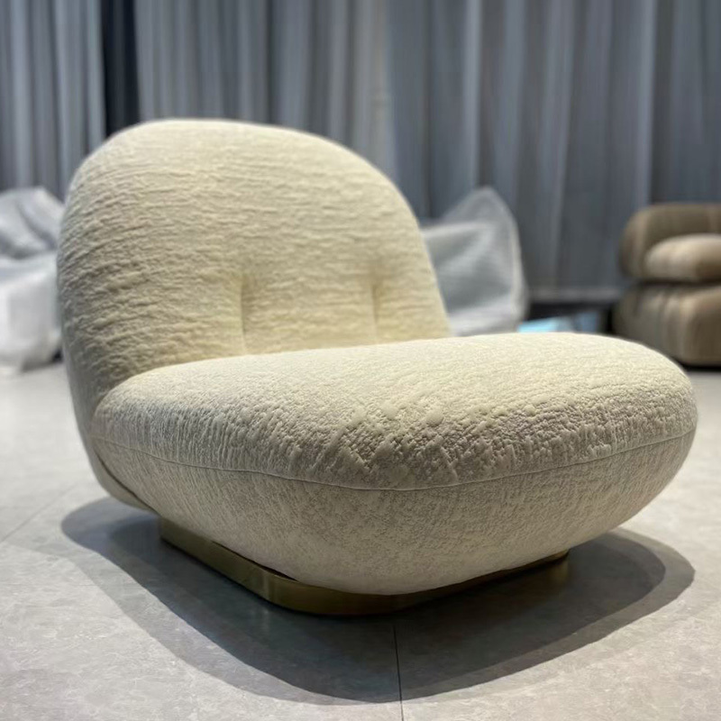 Italian cozy lamb wool swivel accent chair single white boucle fabric sherpa chair furniture living room gubi pacha lounge chair