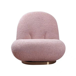 Nordic style accent chairs furniture teddy velvet fabric lounge chair living room Gubi Pacha small swivel pink boucle chair