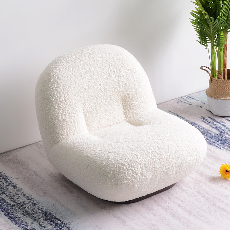 Italian cozy lamb wool swivel accent chair single white boucle fabric sherpa chair furniture living room gubi pacha lounge chair