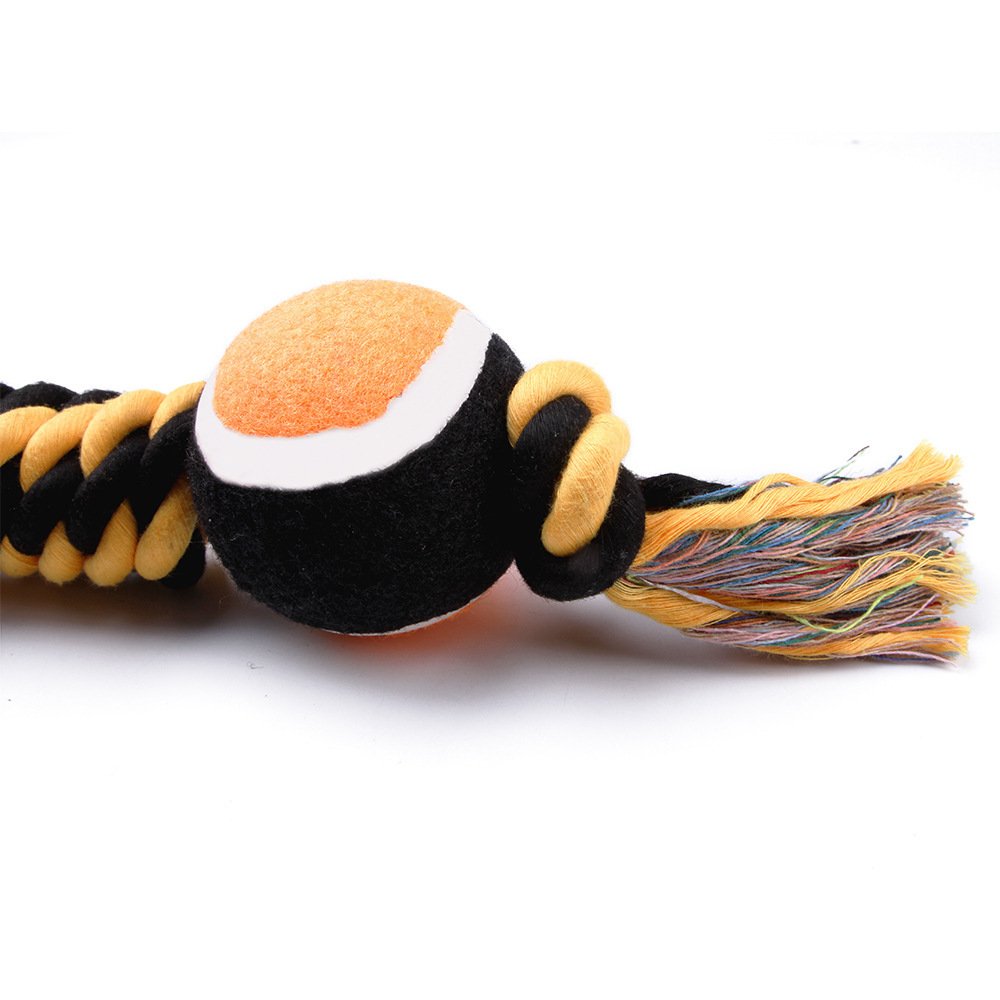 Wholesale Christmas new dog cotton rope toys grinding teeth cleaning teeth Halloween dog rope double tennis balls