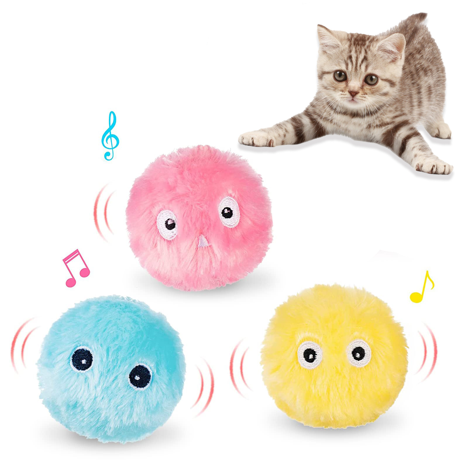 Hot sale new funny automatic motorised cat teaser electric ball plush interactive pet smart dog cat toys