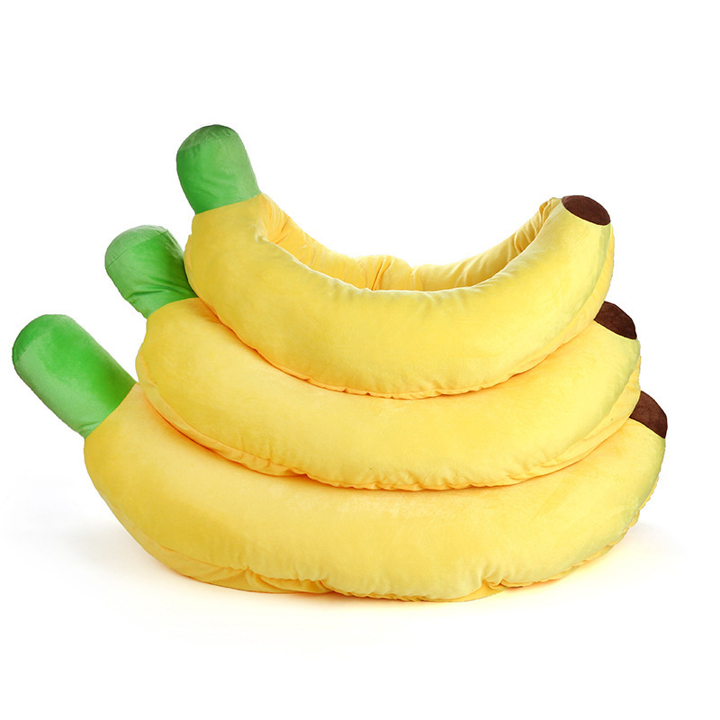 Cute Banana Shape Removable Washable Thick and Warm Plush Soft Pet Nest Velvet Dog Luxury Pet Bed For Cats And Dogs