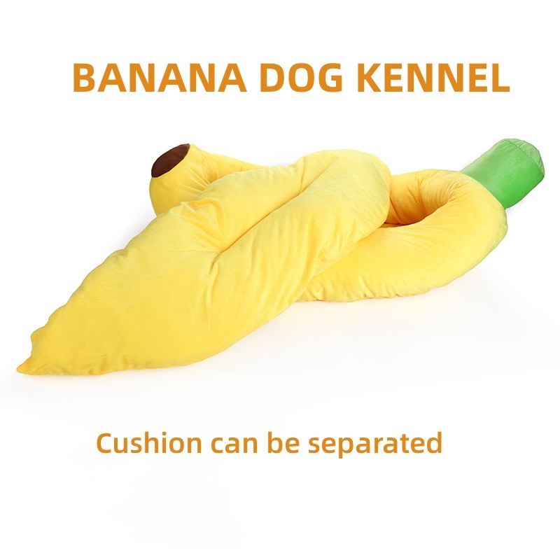 Cute Banana Shape Removable Washable Thick and Warm Plush Soft Pet Nest Velvet Dog Luxury Pet Bed For Cats And Dogs