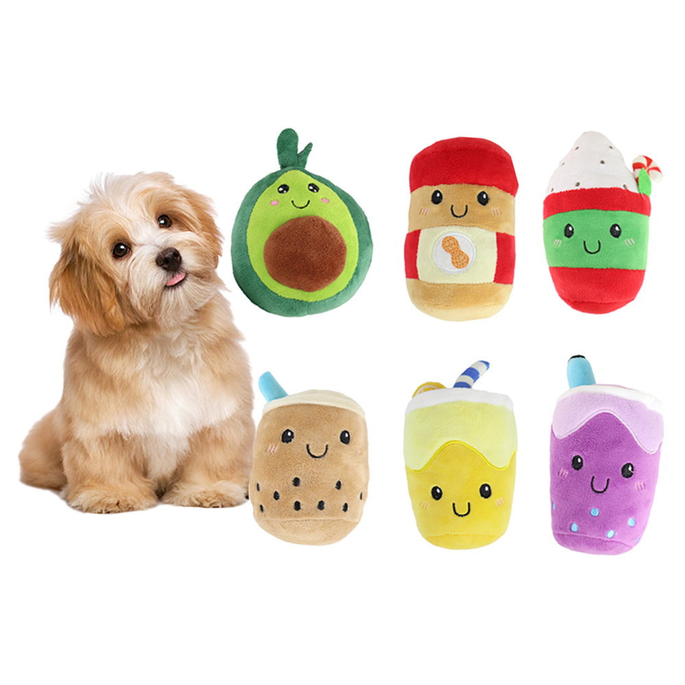 Factory Direct  beejay custom Eco Friendly cute food shape squeaky Interactive puppy dog plush toy balls Pet chew dog Toys