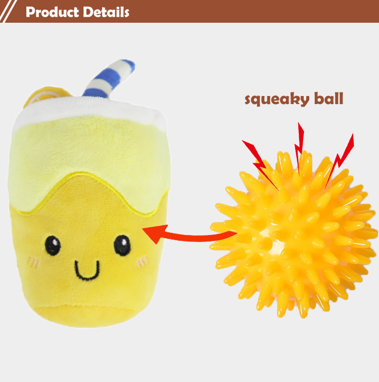 Factory Direct  beejay custom Eco Friendly cute food shape squeaky Interactive puppy dog plush toy balls Pet chew dog Toys