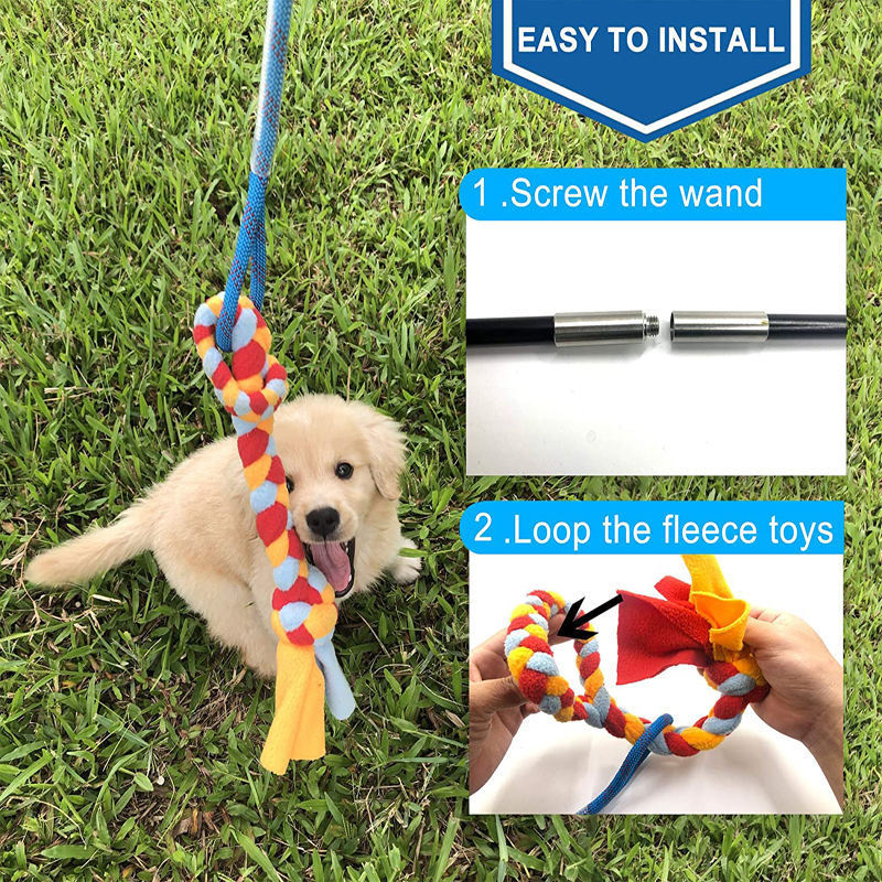 Outdoor exercise flippy luxury catton rope wagging snake toy pole funny smart interactive training pet dog toy for cat and dog