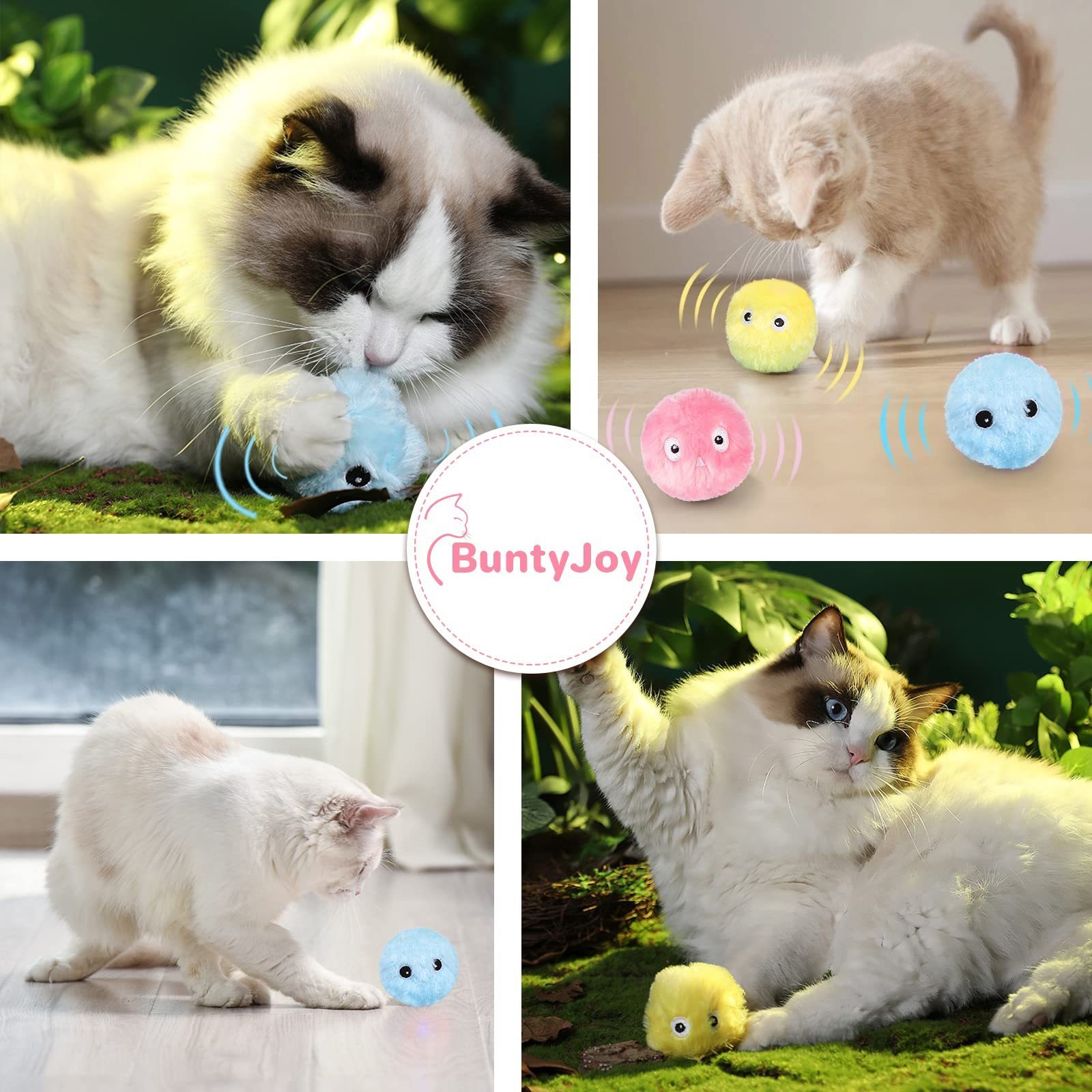 Hot sale new funny automatic motorised cat teaser electric ball plush interactive pet smart dog cat toys