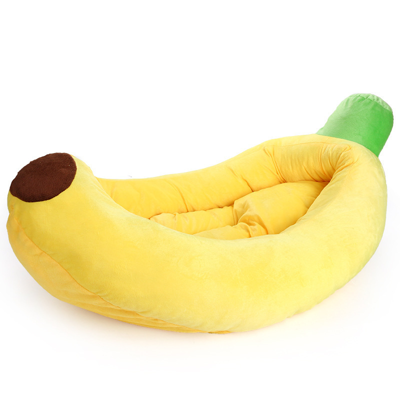 Cute Banana Shape Removable Washable Thick and Warm Plush Soft Pet Nest Velvet Dog Luxury Pet Bed For Cats And Dogs