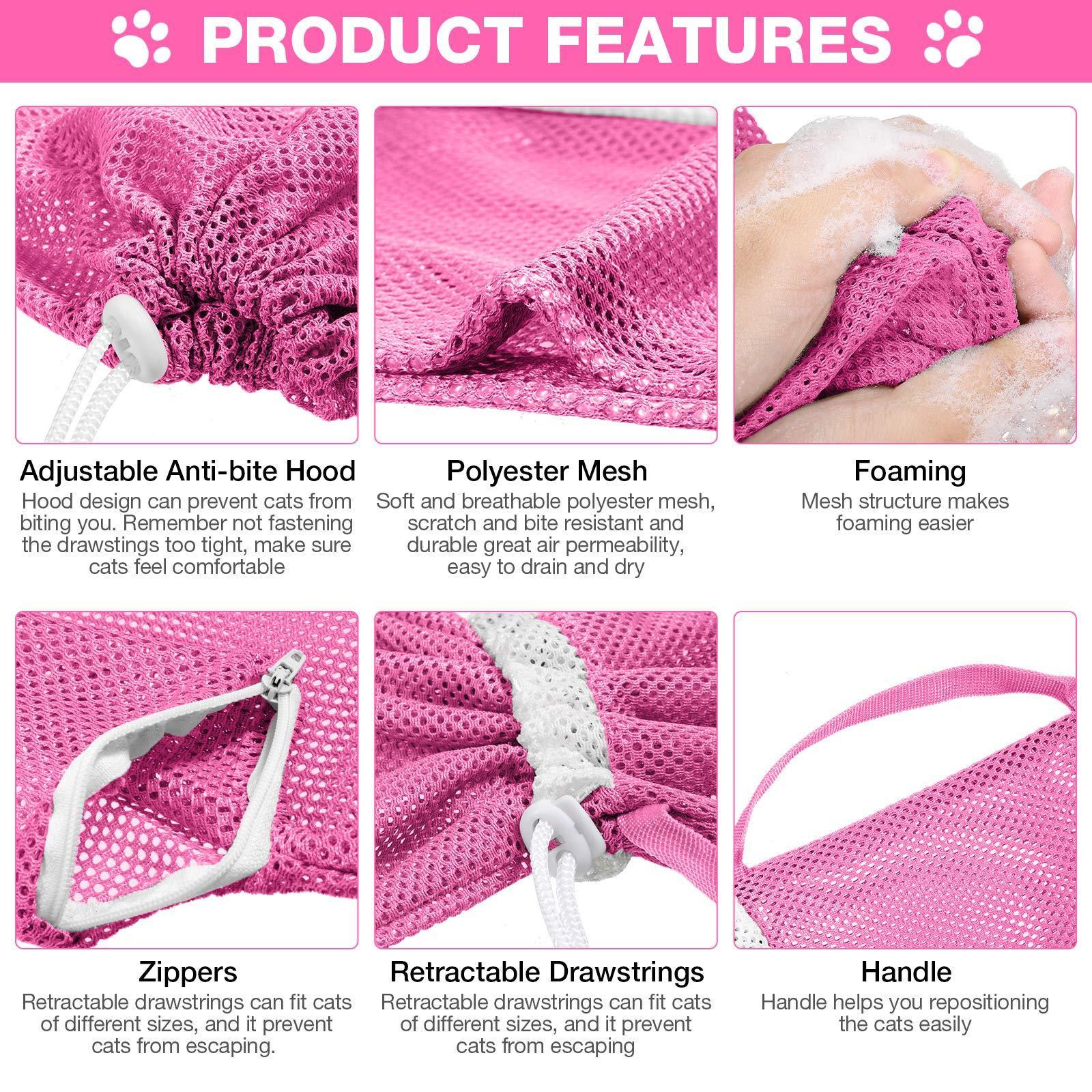 Wholesale mesh elastic anti-scratching adjustable pet cat grooming bath bag cat shower bag