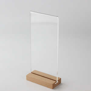 10x20cm table top wooden base acrylic menu holder