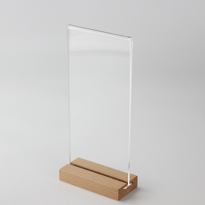 10x20cm table top wooden base acrylic menu holder