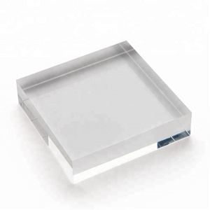 Engraved Custom Logo 20mm Solid Clear Acrylic Block Shop Display Cube Lucite UV Printing Photo Block