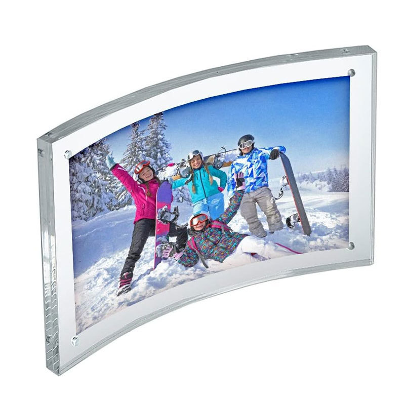 Guangdong Acrylic Manufacturer Custom Clear 4x6 Picture Display Holder Magnetic Curved Acrylic Photo Frame