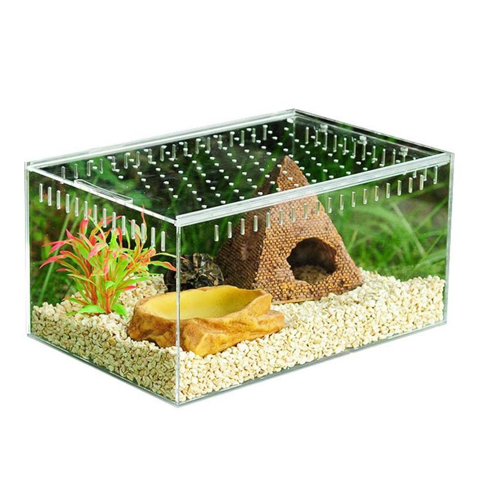 JAYI Acrylic Clear Reptile Breeding Display Cases Sliding Cover Reptile Tank Insect Spiders Tortoise Lizard Feeding Box