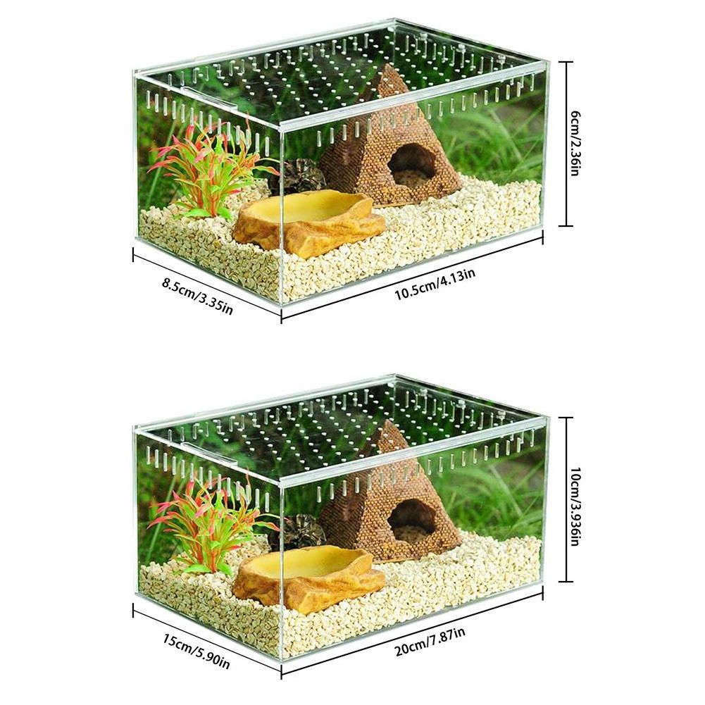 JAYI Acrylic Clear Reptile Breeding Display Cases Sliding Cover Reptile Tank Insect Spiders Tortoise Lizard Feeding Box