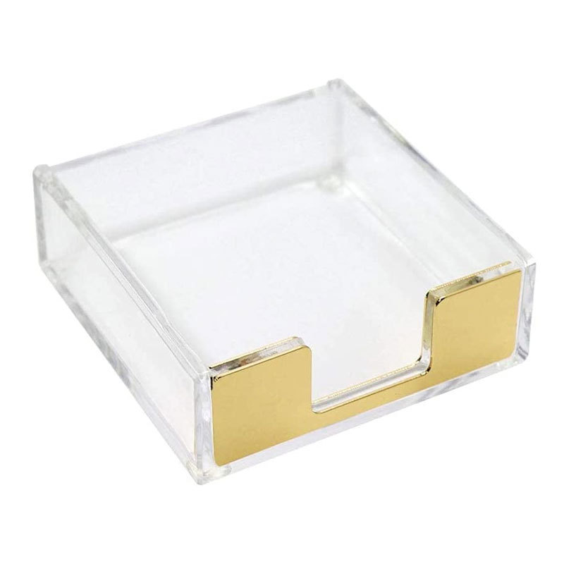 JAYI Custom Clear Gold Acrylic Note Pad Holder Memo Holder Paper Dispenser for Desk