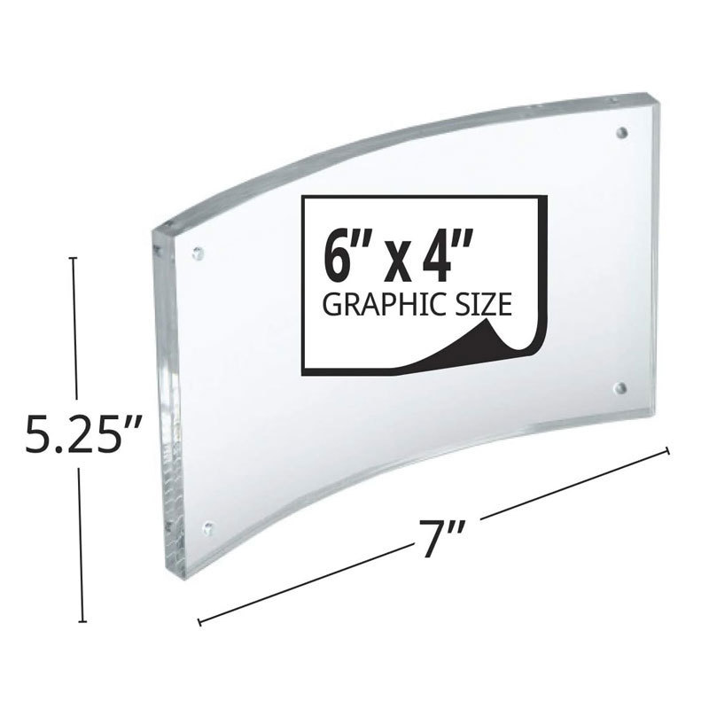 Guangdong Acrylic Manufacturer Custom Clear 4x6 Picture Display Holder Magnetic Curved Acrylic Photo Frame