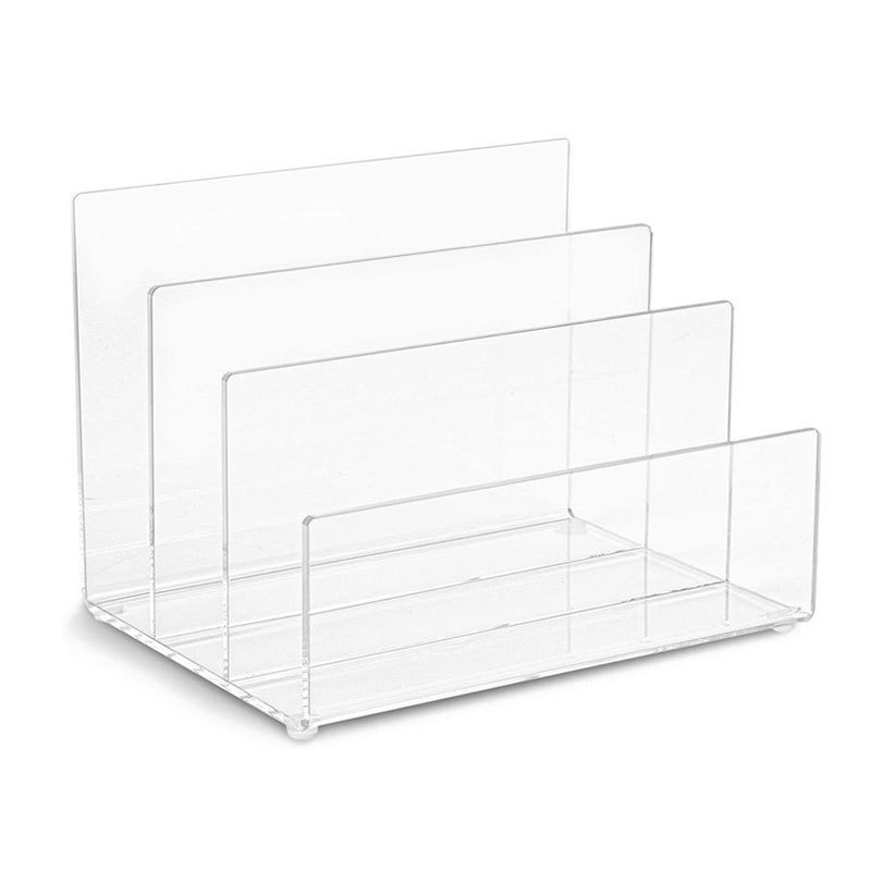 JAYI Custom Clear Acrylic File Folder Holder Lucite Paper Holder with 3 Slots and Rounded Edges