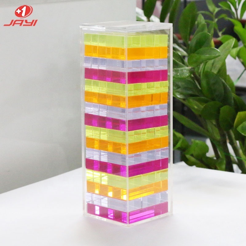 JAYI OEM Customized Acrylic Tumble Tower Game Board Kids Chess Games Stacking Block