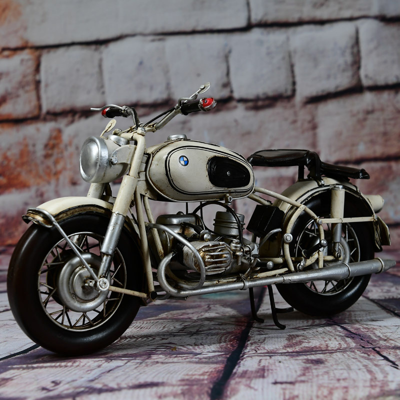 Handmade white motorcycle model scale 1/8,antique motor model, happy birthday gift ideas