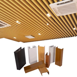 Personalized Shape Facade Hook On System Clip In System Aluminum Metal Plank Strip Ceiling Panel for Hotel Subway