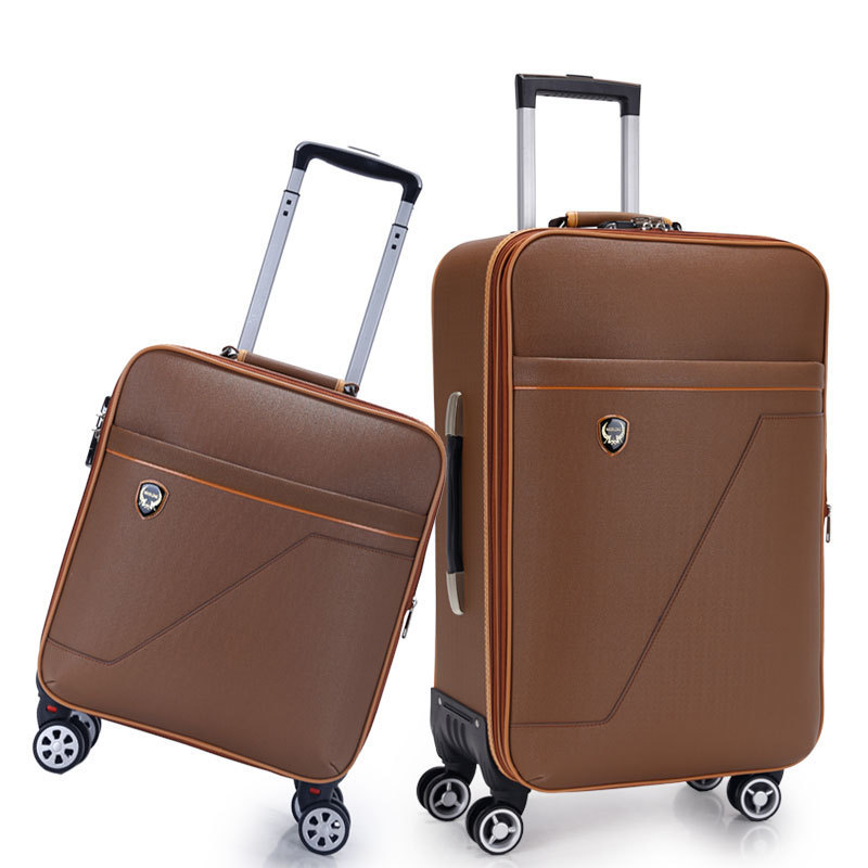 Oumanfei PU suitcases carry on luggage trolley bag with detachable spinner wheels for travel 20'24'28 inches travel bags luggage