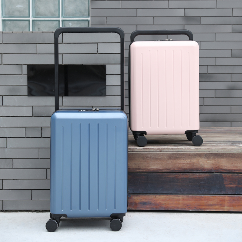 Factory price High quality Wide Trolley handle Spinner Luggage customize men suitcase large capacity carry on black suitcase