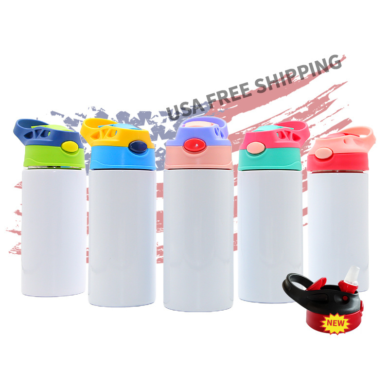 USA Free Shipping Colors Mixed 12OZ Kids Water Bottle BPA Free Insulated Stainless Steel Cute Sublimation Blank Tumbler for Kids