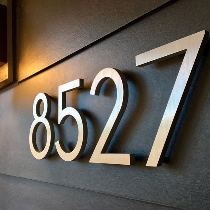 3D Metal Factory Custom Number Letter Sign Pin Mount Stainless Steel House Number