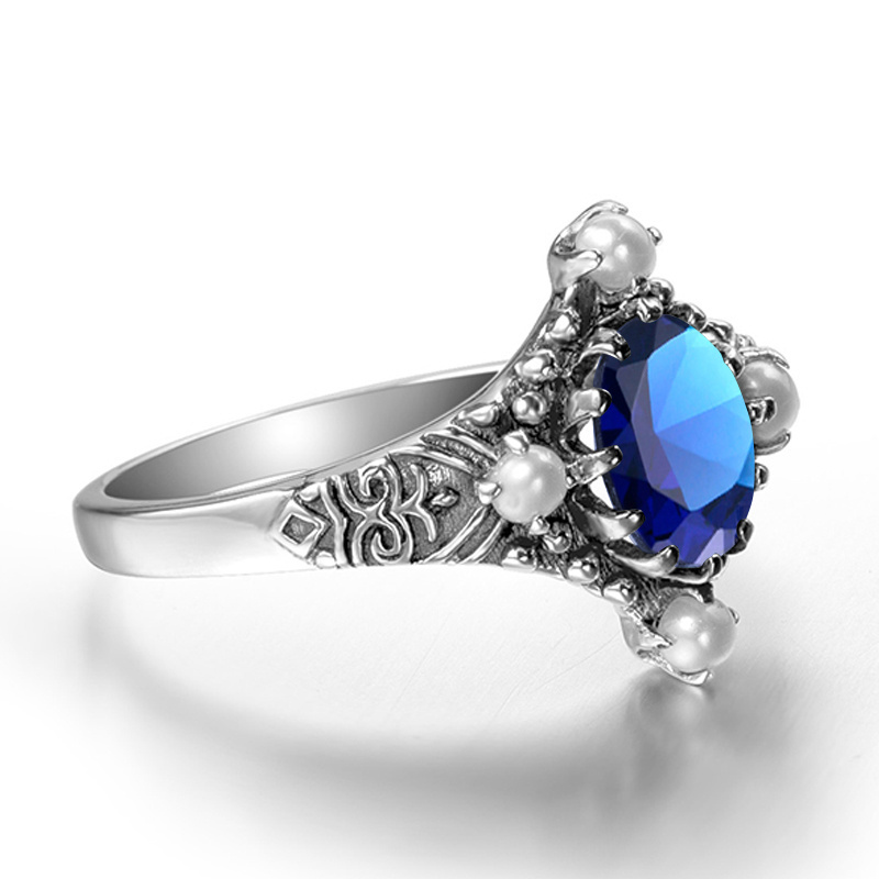 Fashion Personalised Women Sapphire Ring Blue Gemstone Real 925 Sterling Silver Rings Women Female Trend Jewelry