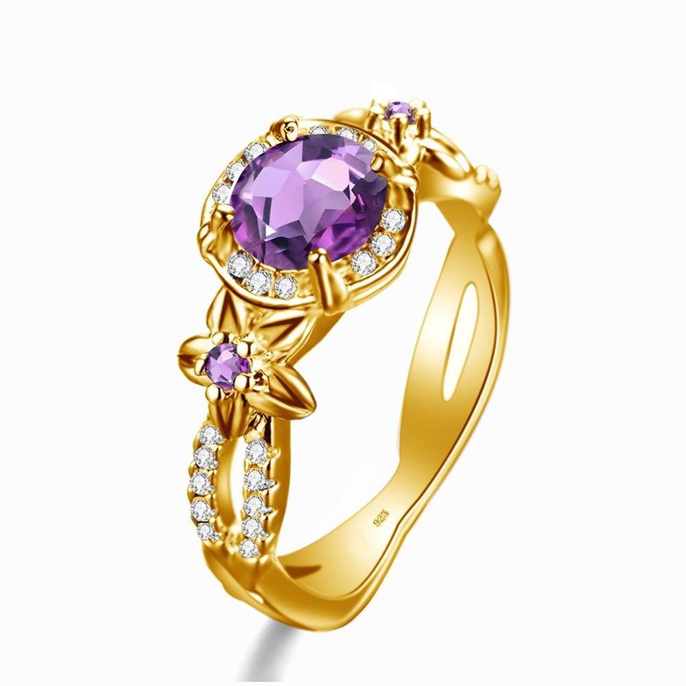 Luxury Palace Style Amethyst Cubic Zirconia 925 Silver Luxury Gold Bridesmaid Jewelry Gift Set