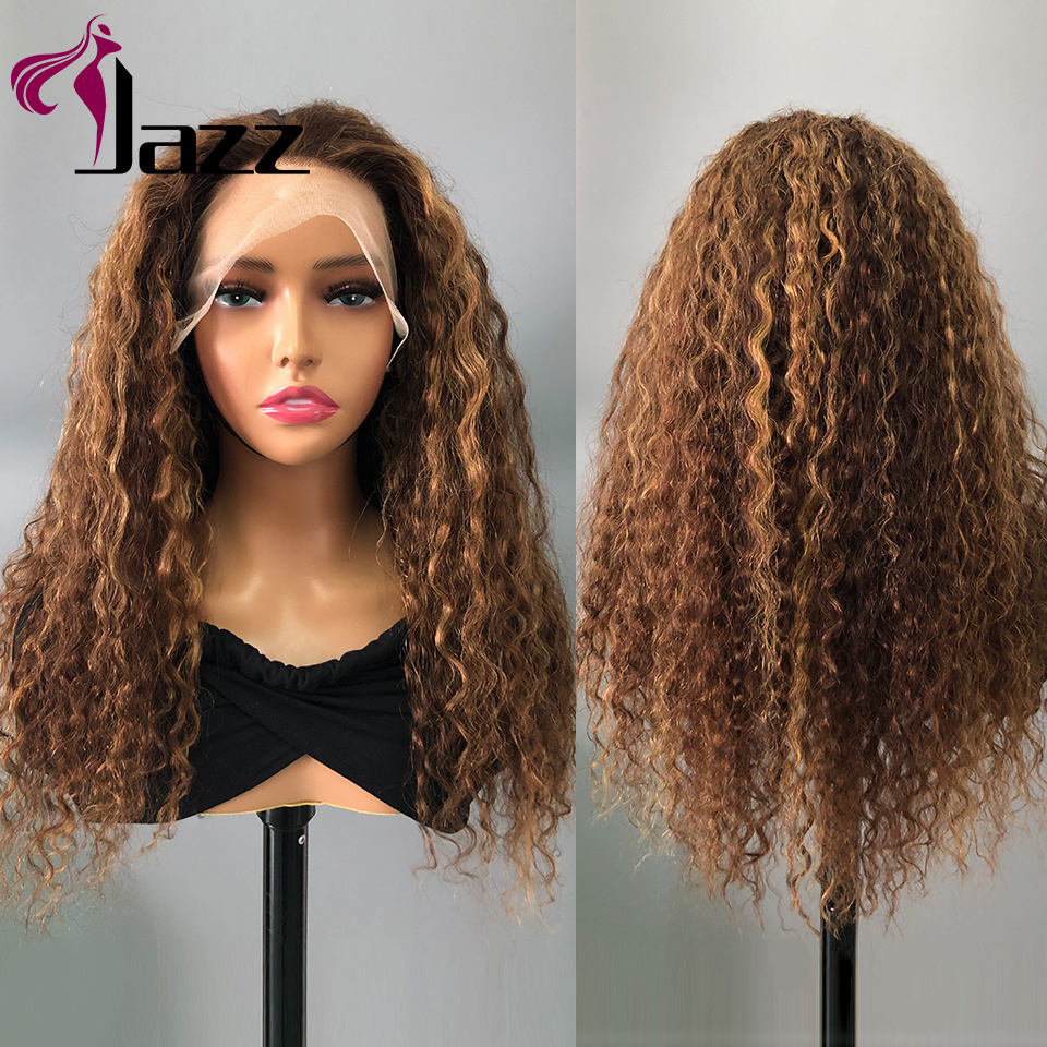 Afro Kinky Curl Long piano Color Human Hair Lace Front Wigs Remy Afro Human Hair 4C hair Glueless Lace Front Wig For Black Women