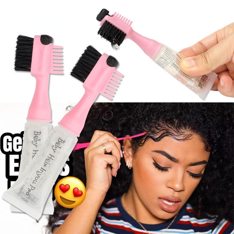 Brush Refillable Baby Hair Brush Kit Perfect 2 in 1 Waterproof Edge Brush with Gel Dispenser for Baby Hair for Travel Party Work