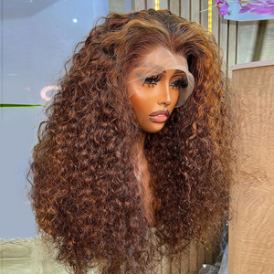 Afro Kinky Curl Long piano Color Human Hair Lace Front Wigs Remy Afro Human Hair 4C hair Glueless Lace Front Wig For Black Women