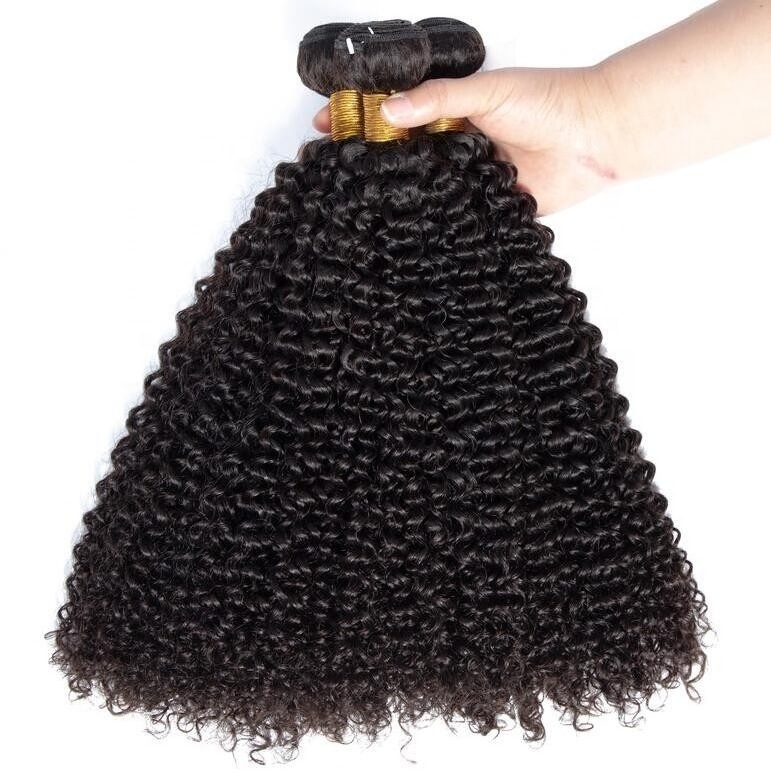 mongolian afro kinky curly hair weave bundles with frontal closure