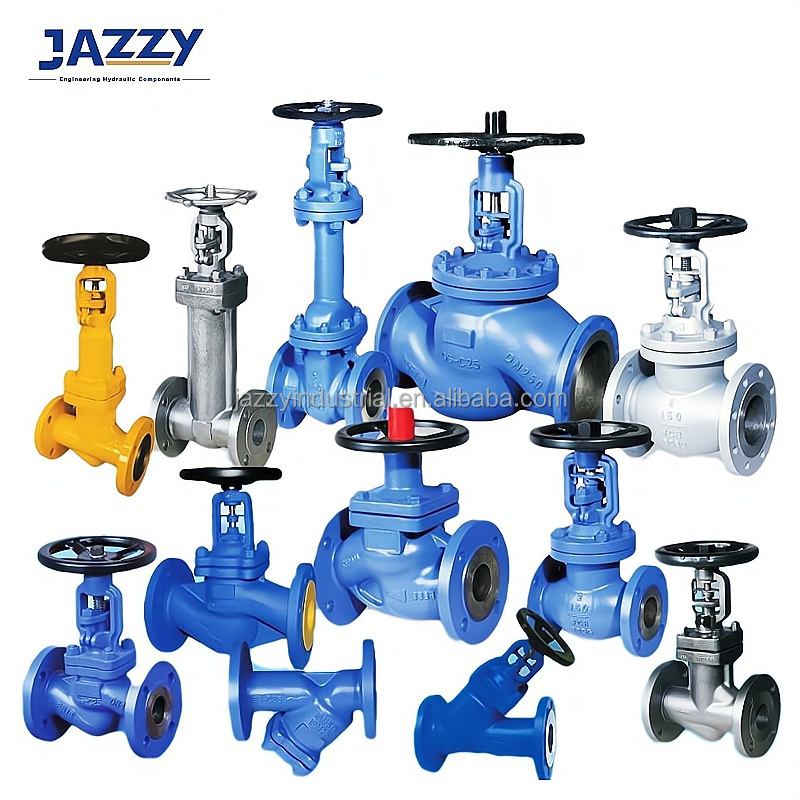 JAZZY DIN Non-Rising Stem Bellows Globe Valve Y-Type DIN Angle Pneumatic Diaphragm Adjusting Valve Bellows seal Globe Valve