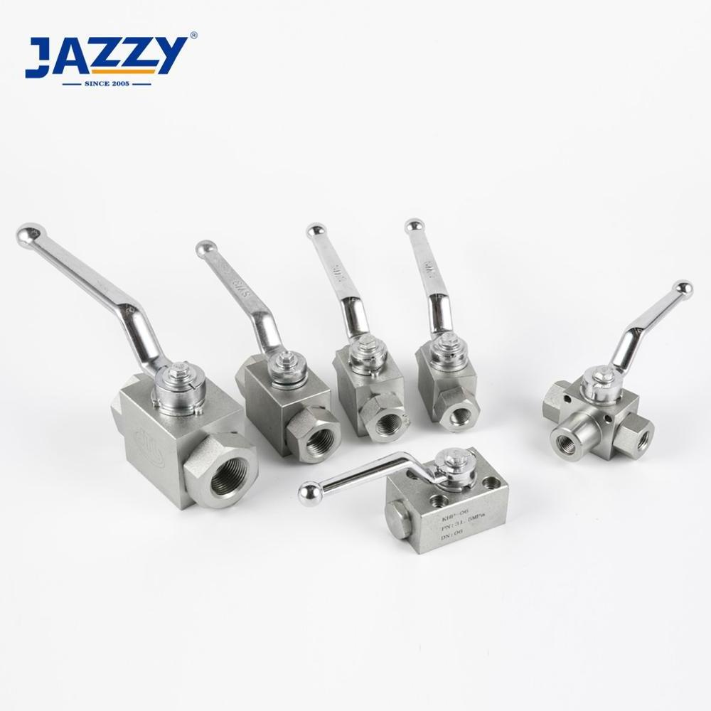 JAZZY KHB/KHM/KHP/KHB3K Hydraulic High Pressure Ball Valve NPT/ SAE/BSP/BSPT/Metric Hydraulic Ball Valve carbon steel stainless