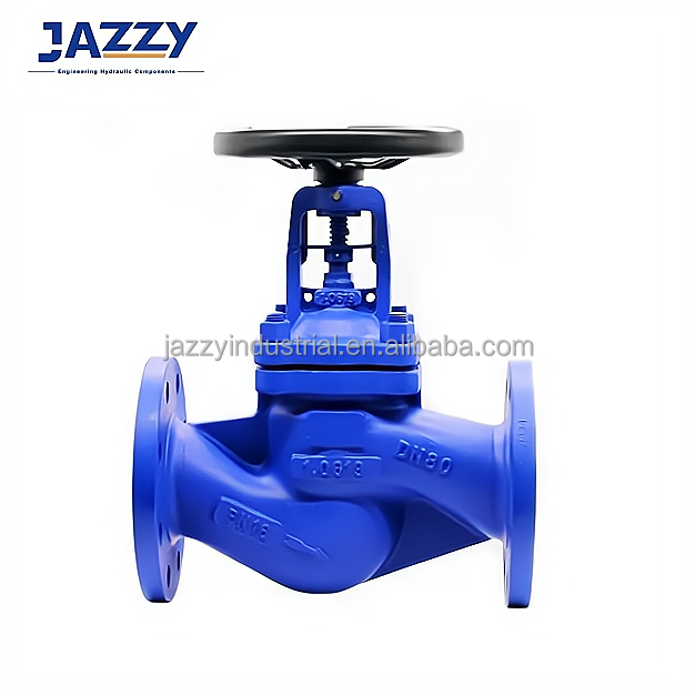 JAZZY DIN Non-Rising Stem Bellows Globe Valve Y-Type DIN Angle Pneumatic Diaphragm Adjusting Valve Bellows seal Globe Valve