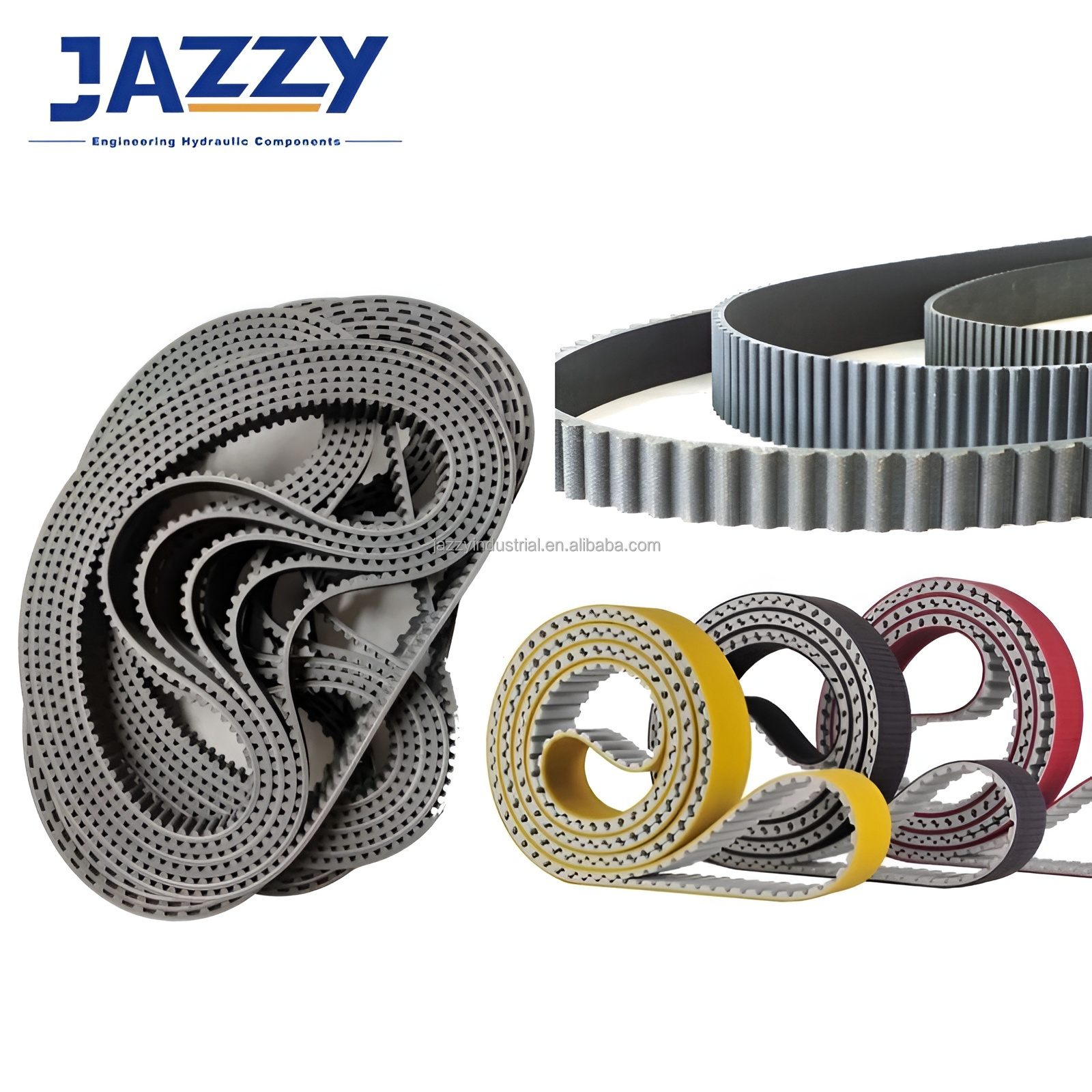 JAZZY Trapezoidal rubber timing belt pu timing HTD/STD/RPP Arc tooth Double-sided Ribbed Rubber flat Synchronous Timing Belt